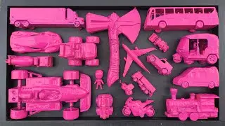 Cleaning toy cars, racing cars, sand trucks, ambulances, excavators, planes, cement mixer trucks