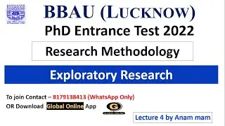 BBAU University PhD Entrance Test 2022| Research Methodology | MCQs On Exploratory Research | Lec 4
