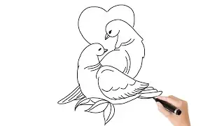 How to Draw Love Birds - Step-by-Step Easy Drawing Tutorial For Beginners
