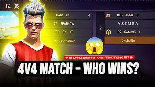BIGGEST 4v4 FIGHT 😱 YouTubers vs TikTokers | Free Fire