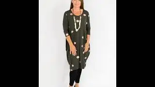 I Love Tunics presents Khaki Lara Pink Spot Tunic Dress