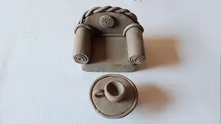 DIY how to make miniature clay sofa chair set & coffee table|How to Make sofa chair|Clay Sofa Chair