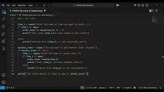 Restaurant Menu help of python