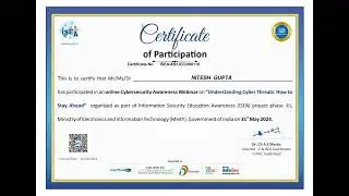 ISEA CYBER SECURITY WEBINAR CERTIFICATE @niteshgupta07
