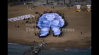 Giant photo of Hind Rajab unfurled on Barcelona beach on 2nd anniversary of her death
