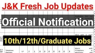 Jammu & Kashmir Fresh Jobs ~ Latest Job Update | Official Notification | J&K New Vacancy 2022