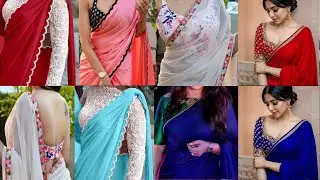 Lace On Plain Saree Design Ideas, lace Border Saree Design Ideas, Saree with simple plain border