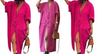 How to Cut and Sew a Trendy Lapel Collar Kaftan Dress || Kaftan Bubu with Collar and Buttons