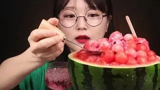 ASMR Bingsu Dưa Hấu 🍉❄️ Popping Boba Nổ Lách Tách – RealSound Mukbang Nghe Là Mát!