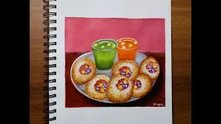 PANI PURI PAINTING FOR BEGINNERS | Food Art | Acrylic Painting Step by Step | Divya Arts Studio