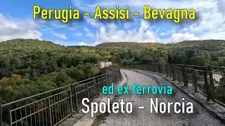 Perugia Assisi Bevagna ed Ex Ferrovia SPOLETO - NORCIA in E-bike - video HD