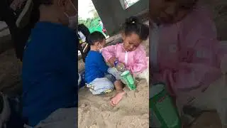 little kids love to play in sand pit, funny baby, beautiful princess, my daughter is cute#shorts