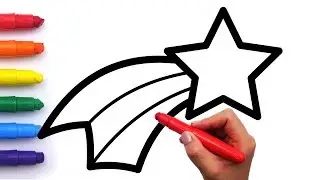 SHOOTING STAR DRAWING AND COLORING PAGES WITH CRAYONS FOR KIDS LEARN COLORS HOW TO DRAW