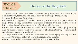 Law of the Sea Convention, Article 94, Duties of the flag State