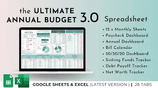 Video Tutorial - JRen Ultimate Annual Budget 3.0 - Google Sheets & Excel