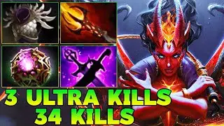3x Ultra Kills + 34 Kills QOP Dota 2 Mid Lane Beast Best Queen Of Pain Dota 2 Gameplay Build 7.39
