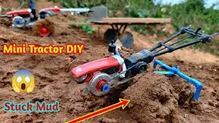 Amazing!😨 Beautiful Mini Tractor clay Plowing Stuck Mud, Mini Tractor DIY[Part1]