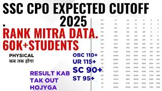 SSC CPO EXPECTED CUTOFF || Rankmitra data 60k+ || safe score ssc cpo || Physical expected date