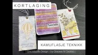 Kortlaging med bakgrunn laget med stensil av reste papir + Kamuflasje teknikk tutorial + andre tips