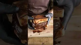 Ultimate moist chocolate cake and cheese sandwich #shorts #asmr #cooking