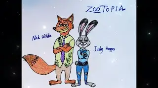 How to draw JUDY HOPPS & NICK WILDE from Zootopia famous Disney movie characters easy drawing