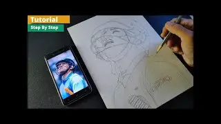 How to Draw MS Dhoni | Outline Tutorial Step by Step | drawing of ms dhoni