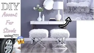 HOW I MADE ACCENT STOOLS USING OLD CAR ACCESSORIES! DIY ACCENT FUR STOOL