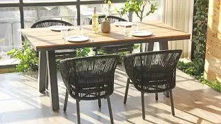 Plastic Wood Top Aluminum Frame Outdoor Table For Commercial Use