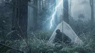 ⛈️ COZY RAIN Camping in a Plastic Tent ‼️ CAMPING HEAVY THUNDERSTORM 🌧