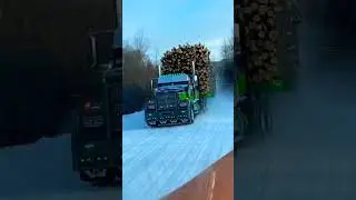 Heavy Loaded Peterbilt Logging Truck on ice road #fyp #shorts #peterbilt #truck