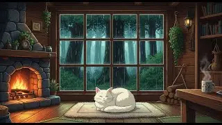 Snowy Cabin Fireplace Ambience ❄️ Peaceful Winter Night for Stress Relief