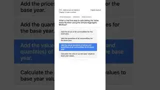 12th Math Stats Index Numbers Simple Aggregate Method Step 1