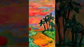 Red Sunset  Original Acrylic painting by Award Winning Artist Kendall F. Kessler #redsunset #art