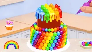 Mini Rainbow Cake Recipe With Chocolate💕How To Make Satisfying 2 tier Rainbow Cake💕Sweet Cakes