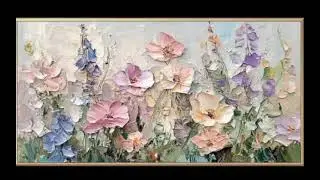 Boho Blue & Gold Flower Art  TV Frame Screensaver