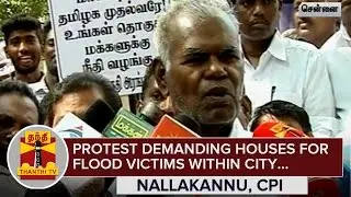Oppressed People's Movement Stages Protest Demanding Houses for Flood Victims within Chennai City