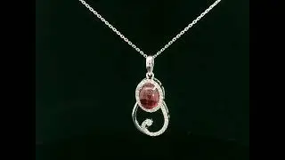 18k White Gold Ruby & Diamond Swirl Pendant &ndash; 1.99ct Cabochon Ruby