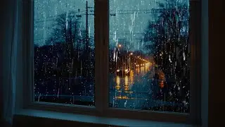 Stormy Night in a Warm Cabin ⛈️ Rain, Thunder & Fireplace Sounds for Sleep