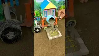 Mini Cement Mixer Pouring Concrete | DIY Miniature House Construction Project 😱