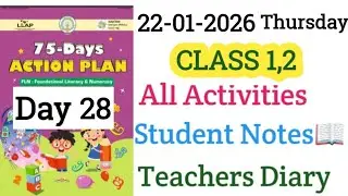 GFLN DAY 28 || CLASS 1,2|| ALL ACTIVITIES || TEACHERS DIARY || STUDENT NOTES 