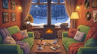 Relaxing Snowfall Before a Winter Snowstorm in New York City with Oldies Playing in Another Room