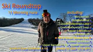 Ski Roundtop⛷️🏔️⛷️Excellent AM Bluebird❄️Conditions 🕊️ 9/10 January 13 2026 ~27-39°f w/telemetry