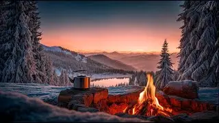 ☀️ Coffee at Sunrise ☕ | Campfire Ambience & Birds Singing | 12-Hour ASMR