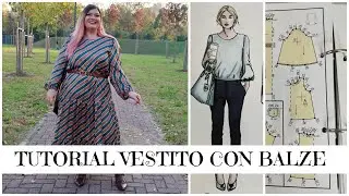 Tutorial cucito: abito con balze, cartamodello curvy realizzato con il metodo Taglio d'Oro