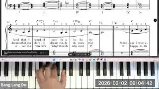 Over the Rainbow LH block chords C, F, G7, Em, B7, A7, Dm