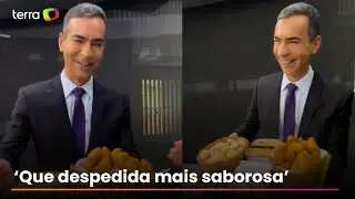 César Tralli ganha coxinhas e pão de queijo de Ana Maria Braga em despedida do ‘Jornal Hoje’