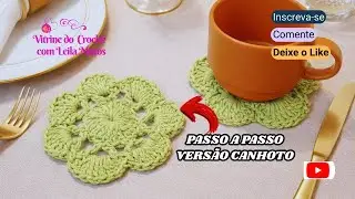 Porta-Copos de Croch&ecirc; F&aacute;cil 😍 S&oacute; 3 Carreiras e 15g de Barbante! Vers&atilde;o Canhoto
