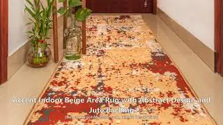 Accent Indoor Beige Area Rug with Abstract Design and Jute Backing - FurnishMyPlace