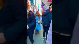 Walking around the busy streets of NYC during the holidays 
