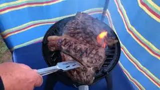 How to cook two huge T-bone steaks on a Cadac Safari Chef 2